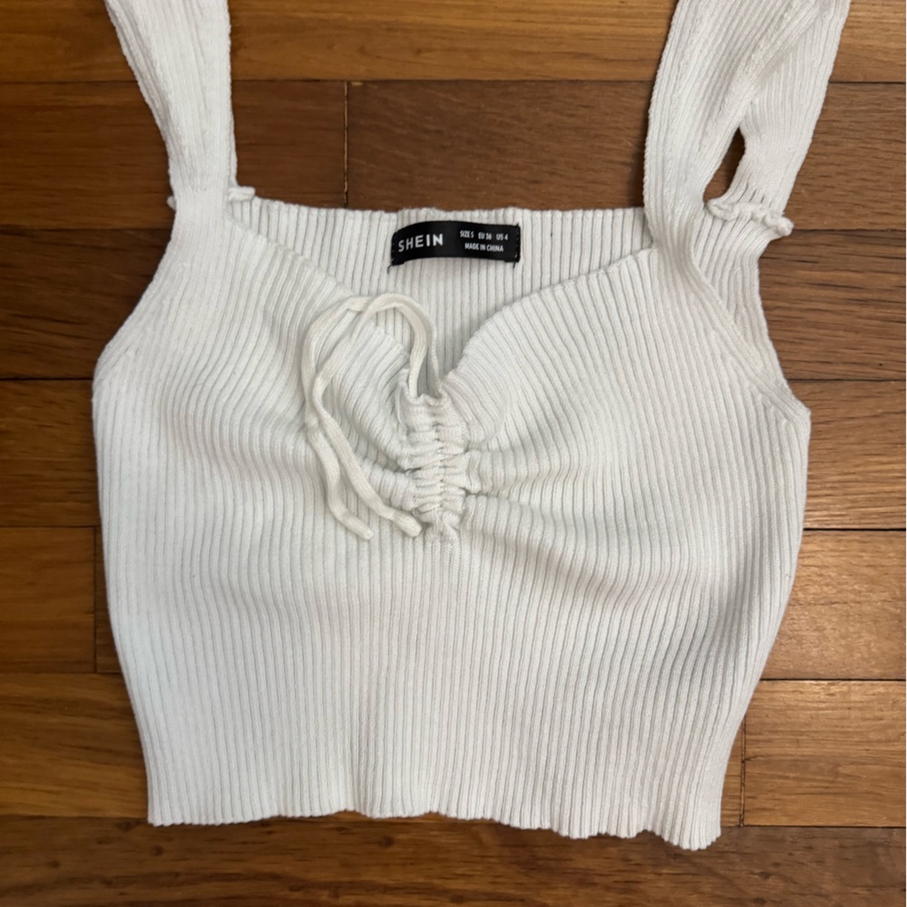 SHEIN White Ribbed Knit Top